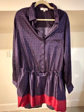 Thakoon Collective Blue & Red Printed Shirt Dress